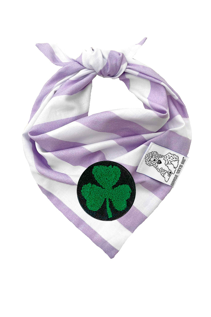 Dog Bandana Stripe- Lavender - Customize by adding Interchangeable Velcro Embroidered Patches