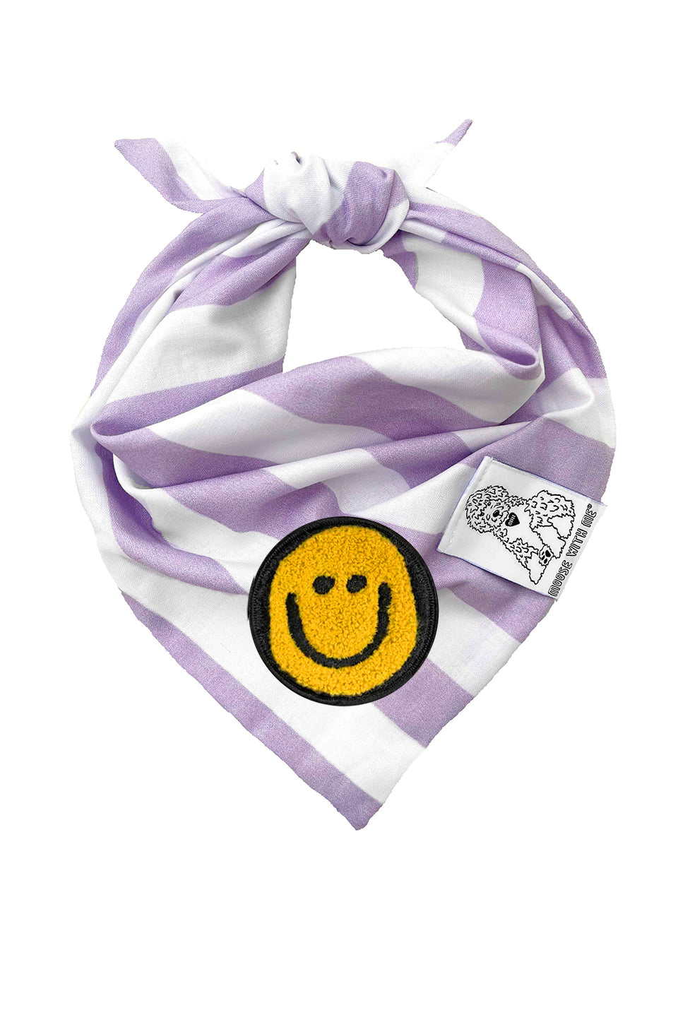 Dog Bandana Stripe- Lavender - Customize by adding Interchangeable Velcro Embroidered Patches