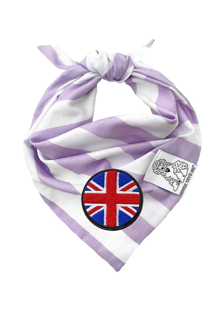 Dog Bandana Stripe- Lavender - Customize by adding Interchangeable Velcro Embroidered Patches