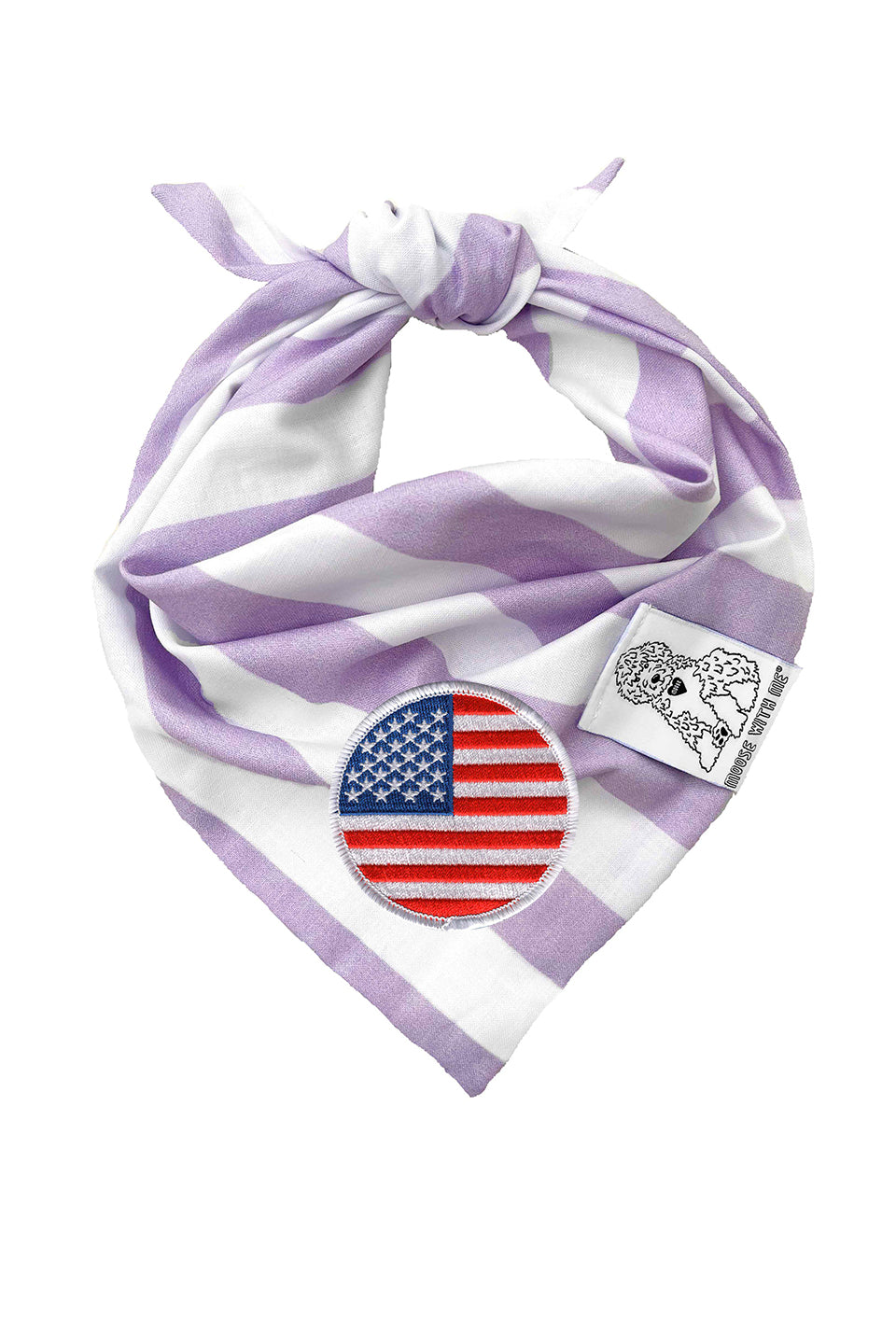 Dog Bandana Stripe- Lavender - Customize by adding Interchangeable Velcro Embroidered Patches