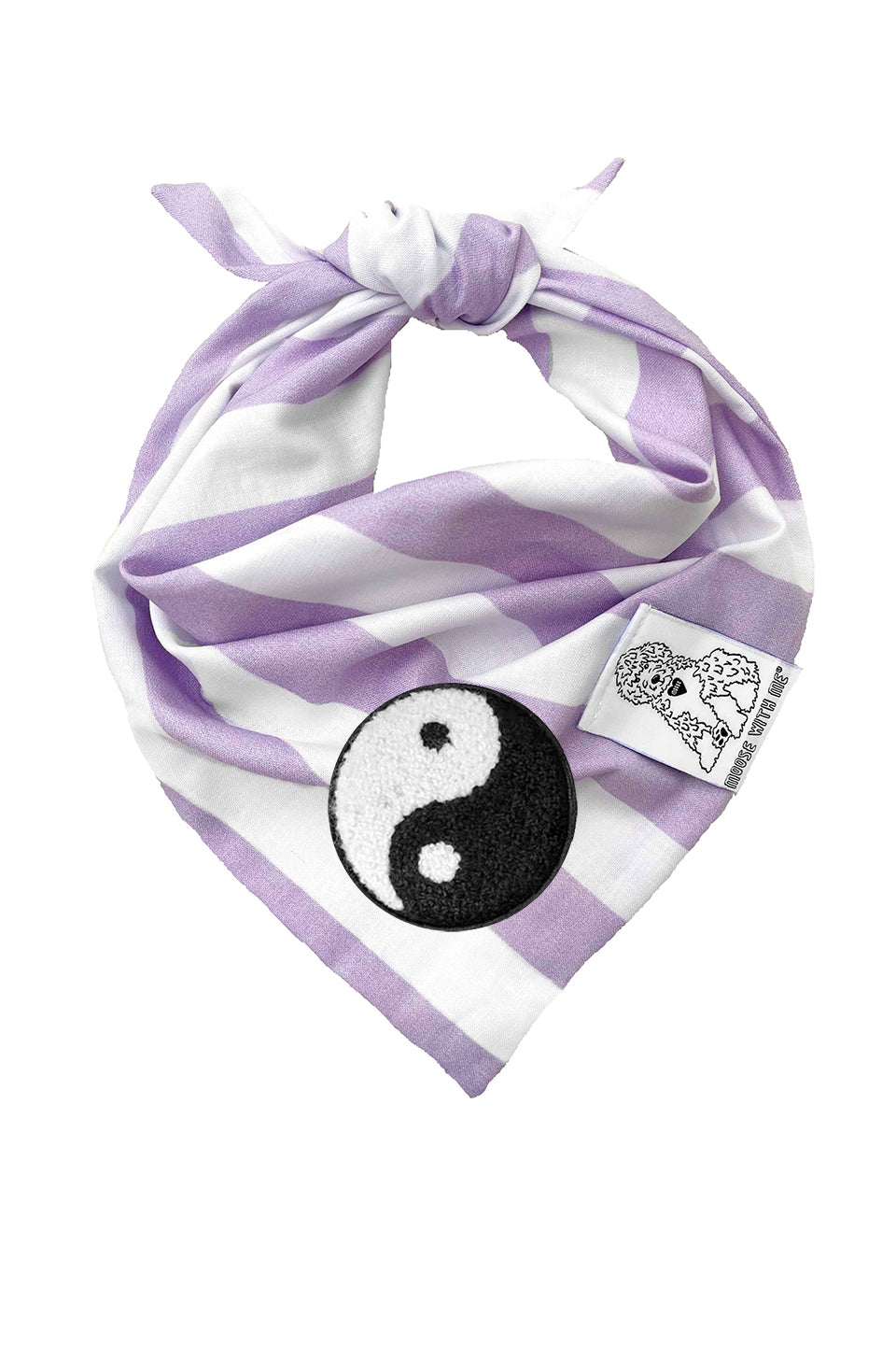 Dog Bandana Stripe- Lavender - Customize by adding Interchangeable Velcro Embroidered Patches