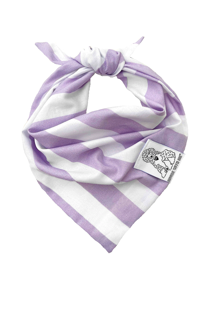Dog Bandana Stripe- Lavender - Customize by adding Interchangeable Velcro Embroidered Patches