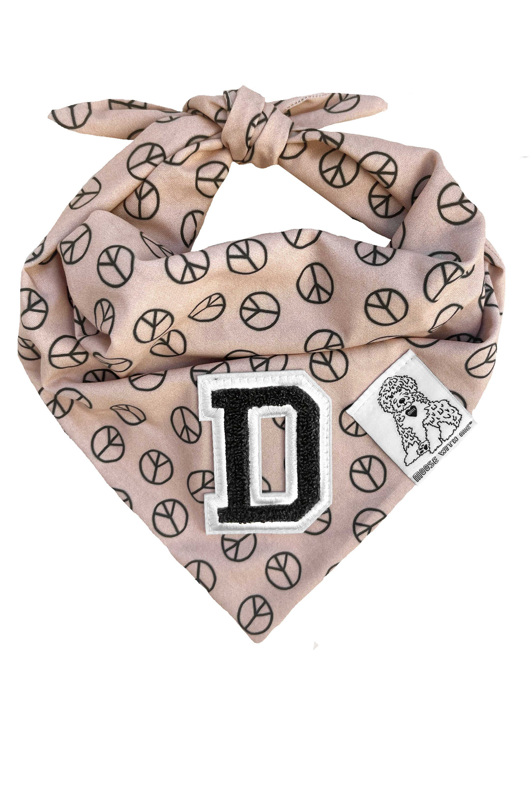 Dog Bandana Peace Sign - Tan - Customize by adding Interchangeable Velcro Embroidered Patches