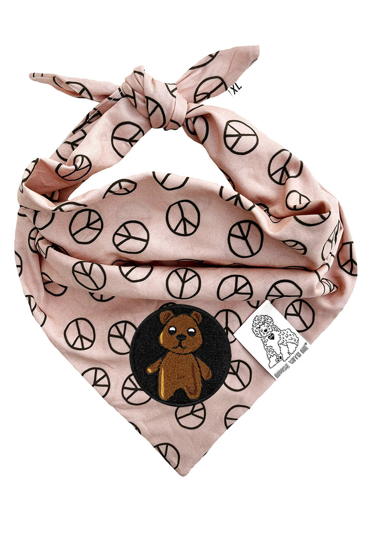 Dog Bandana Peace Sign - Tan - Customize by adding Interchangeable Velcro Embroidered Patches