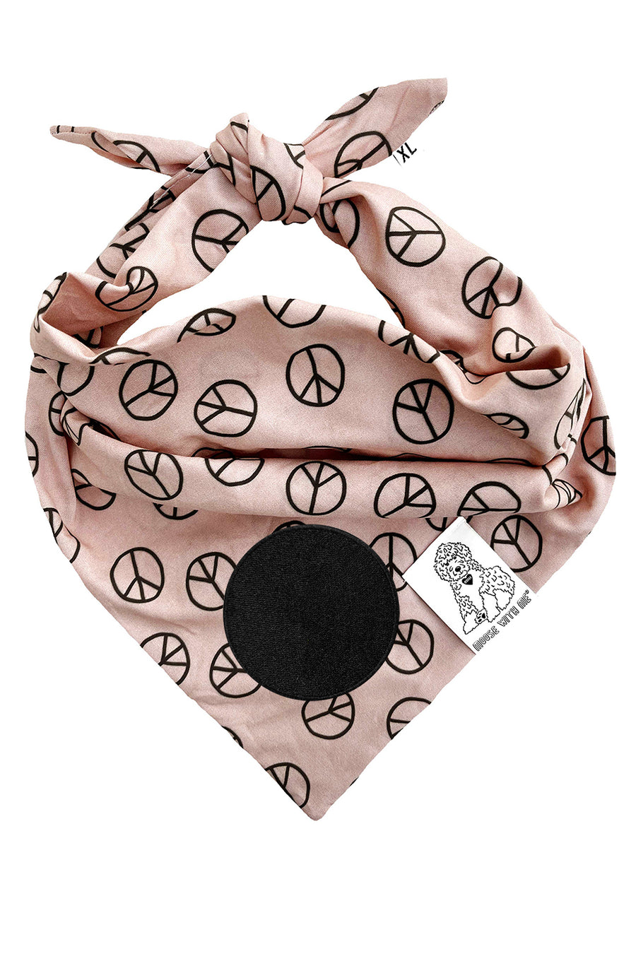 Dog Bandana Peace Sign - Tan - Customize by adding Interchangeable Velcro Embroidered Patches