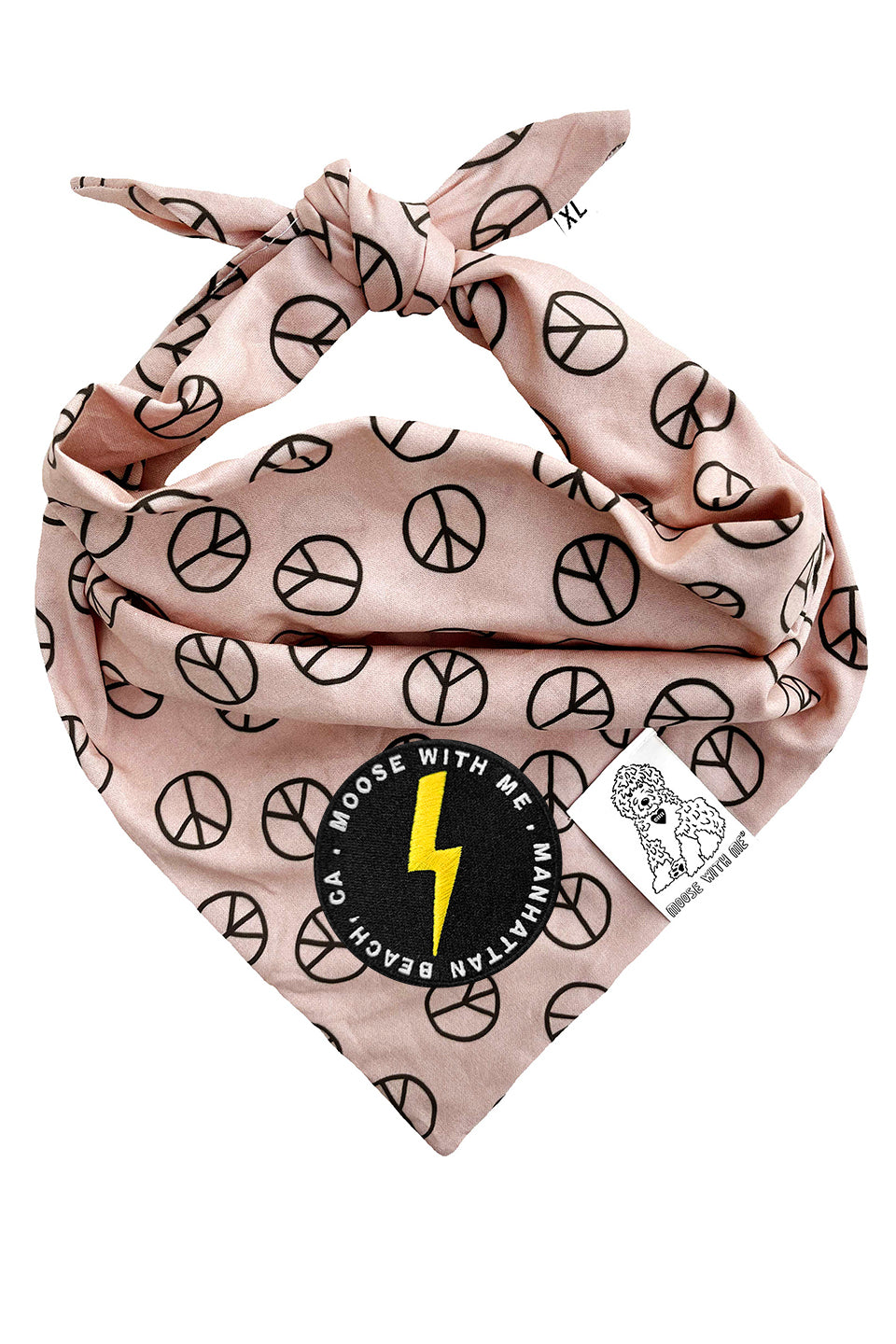 Dog Bandana Peace Sign - Tan - Customize by adding Interchangeable Velcro Embroidered Patches