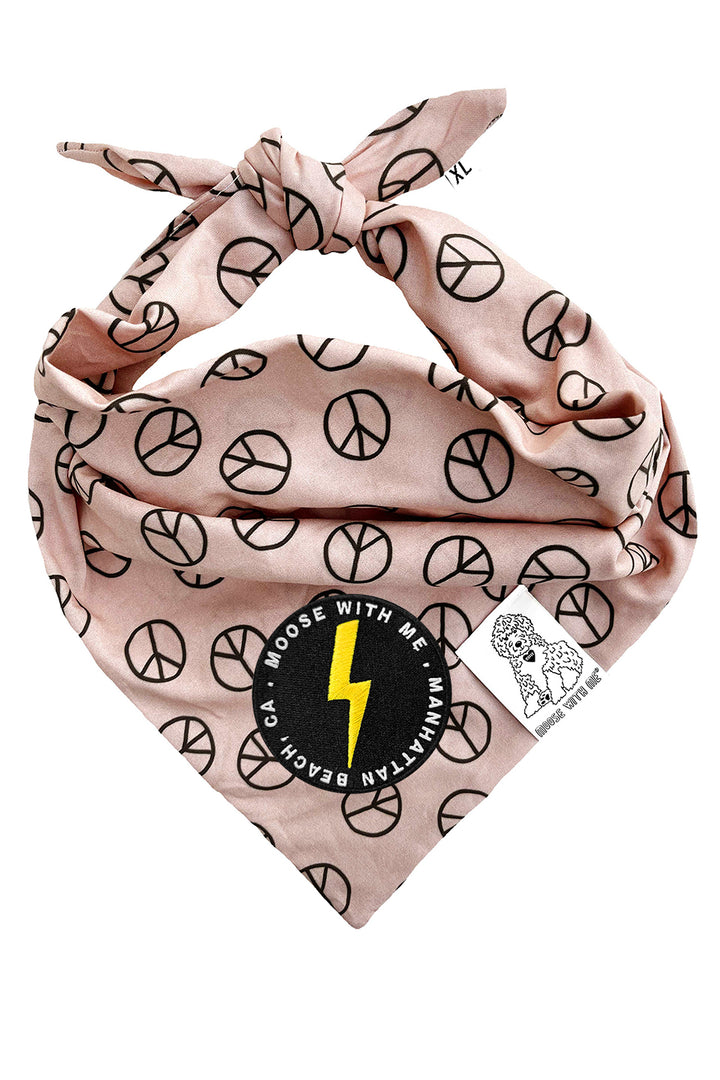 Dog Bandana Peace Sign - Tan - Customize by adding Interchangeable Velcro Embroidered Patches