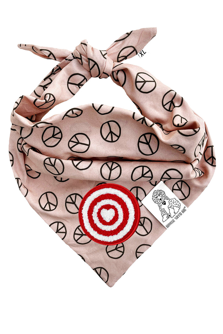Dog Bandana Peace Sign - Tan - Customize by adding Interchangeable Velcro Embroidered Patches