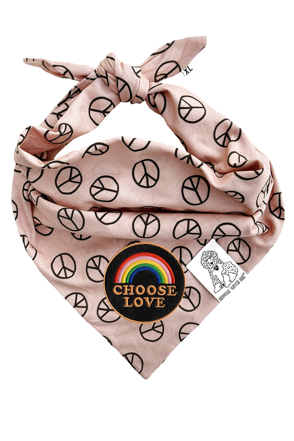 Dog Bandana Peace Sign - Tan - Customize by adding Interchangeable Velcro Embroidered Patches