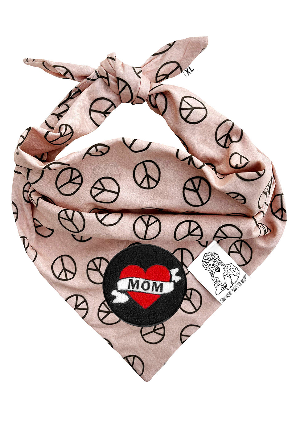 Dog Bandana Peace Sign - Tan - Customize by adding Interchangeable Velcro Embroidered Patches