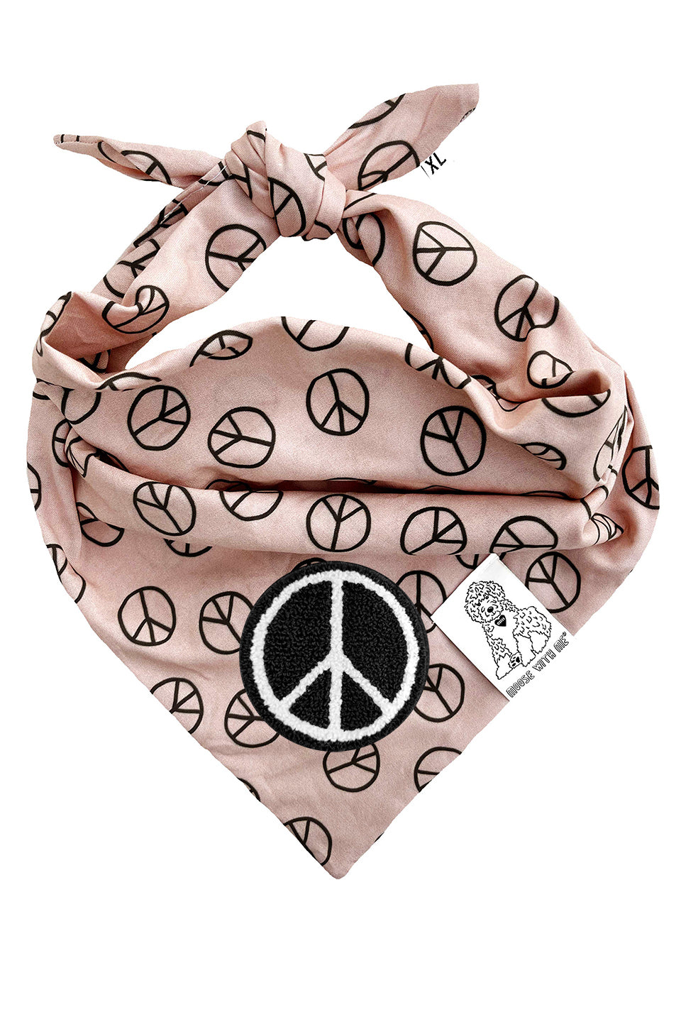 Dog Bandana Peace Sign - Tan - Customize by adding Interchangeable Velcro Embroidered Patches