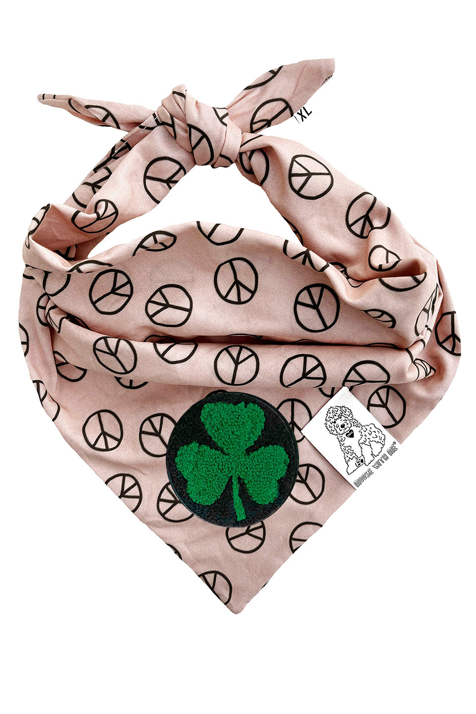Dog Bandana Peace Sign - Tan - Customize by adding Interchangeable Velcro Embroidered Patches