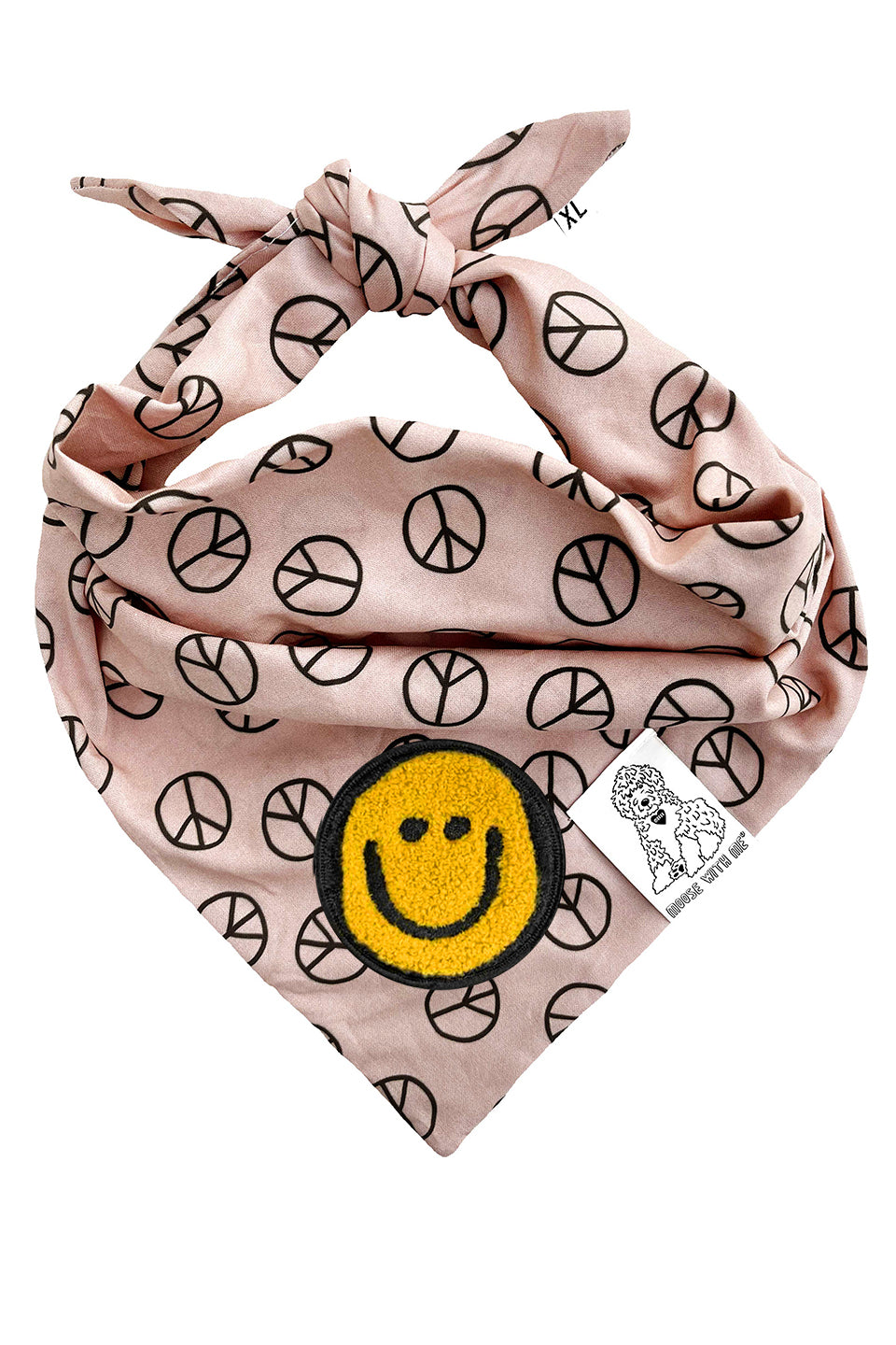 Dog Bandana Peace Sign - Tan - Customize by adding Interchangeable Velcro Embroidered Patches