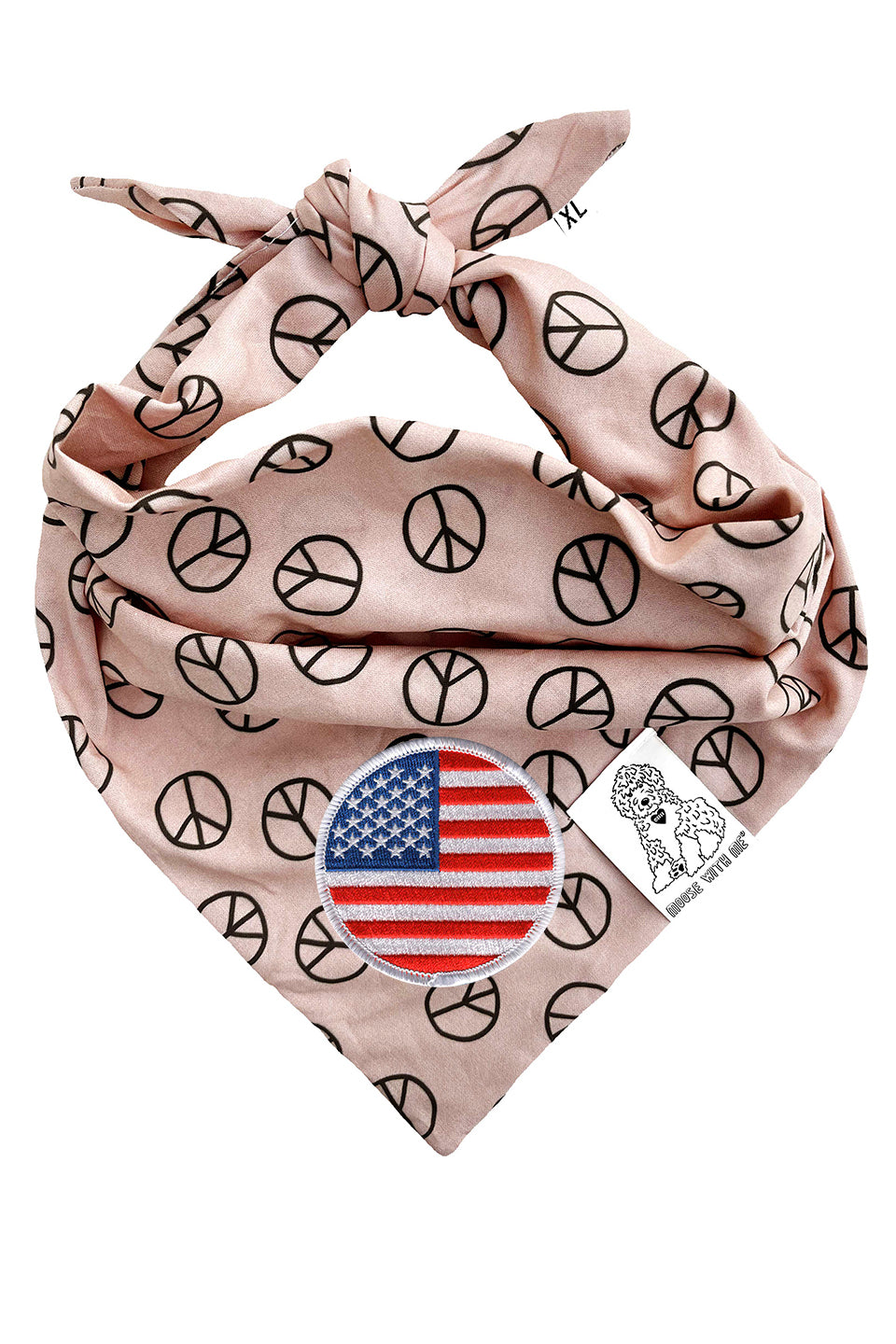 Dog Bandana Peace Sign - Tan - Customize by adding Interchangeable Velcro Embroidered Patches