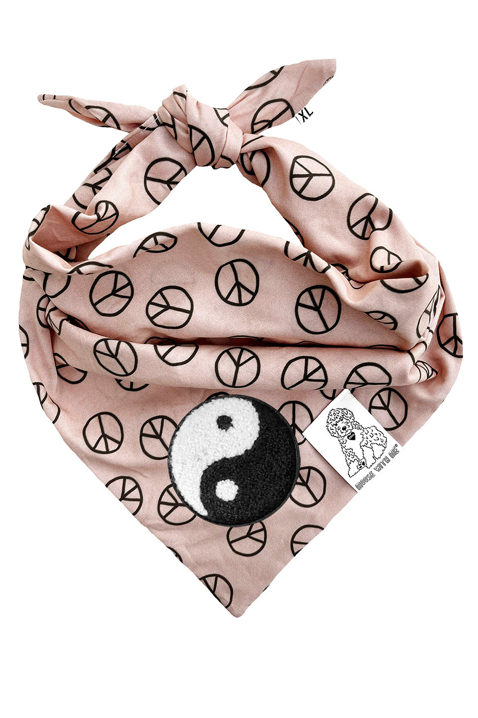 Dog Bandana Peace Sign - Tan - Customize by adding Interchangeable Velcro Embroidered Patches