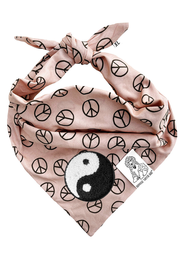 Dog Bandana Peace Sign - Tan - Customize by adding Interchangeable Velcro Embroidered Patches