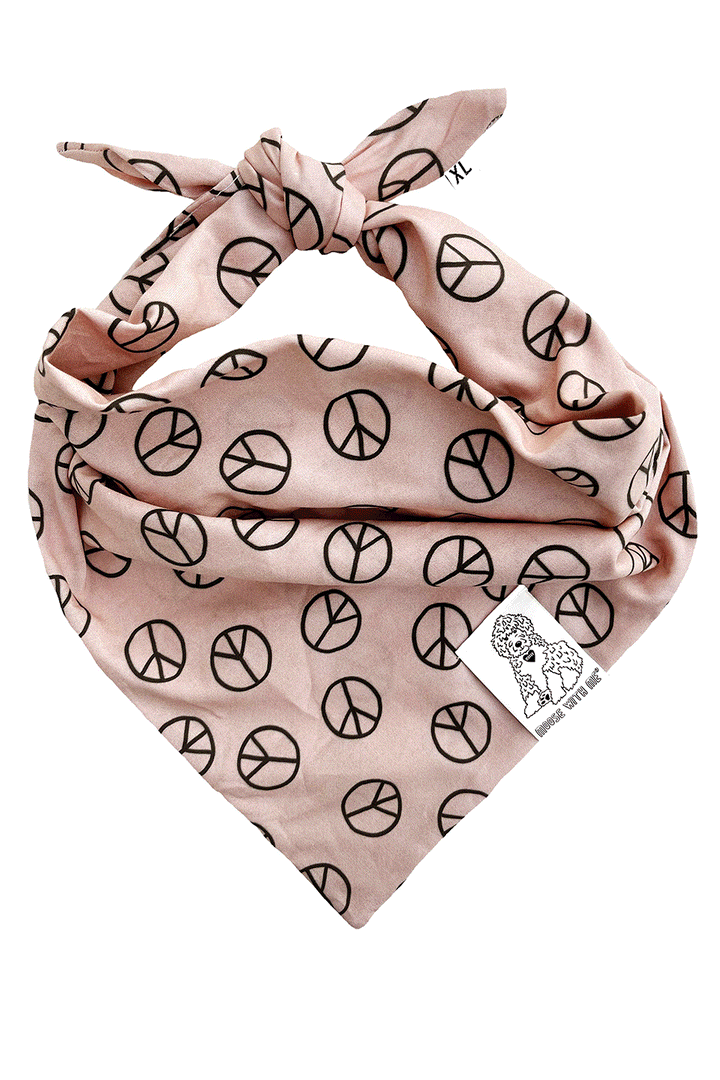 Dog Bandana Peace Sign - Tan - Customize by adding Interchangeable Velcro Embroidered Patches