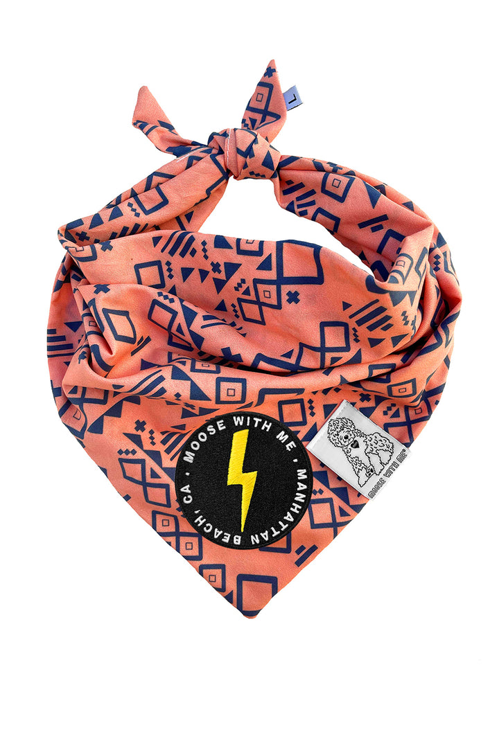 Dog Bandana Aztec - Peach - Customize by adding Interchangeable Velcro Embroidered Patches
