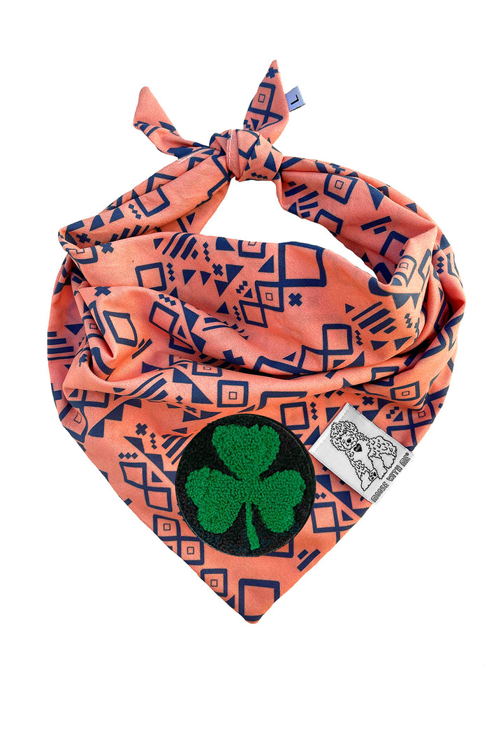 Dog Bandana Aztec - Peach - Customize by adding Interchangeable Velcro Embroidered Patches