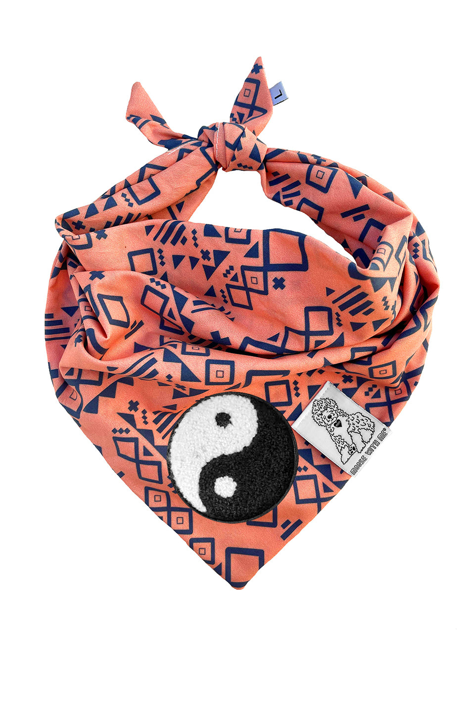 Dog Bandana Aztec - Peach - Customize by adding Interchangeable Velcro Embroidered Patches