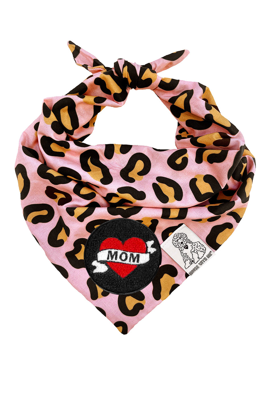 Dog Bandana Leopard Print - Pink - Customize by adding Interchangeable Velcro Embroidered Patches