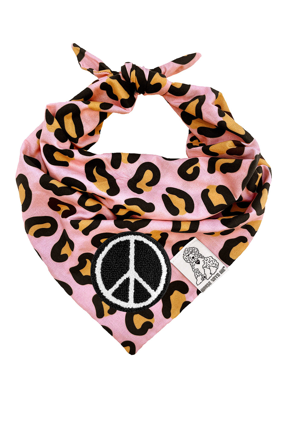 Dog Bandana Leopard Print - Pink - Customize by adding Interchangeable Velcro Embroidered Patches