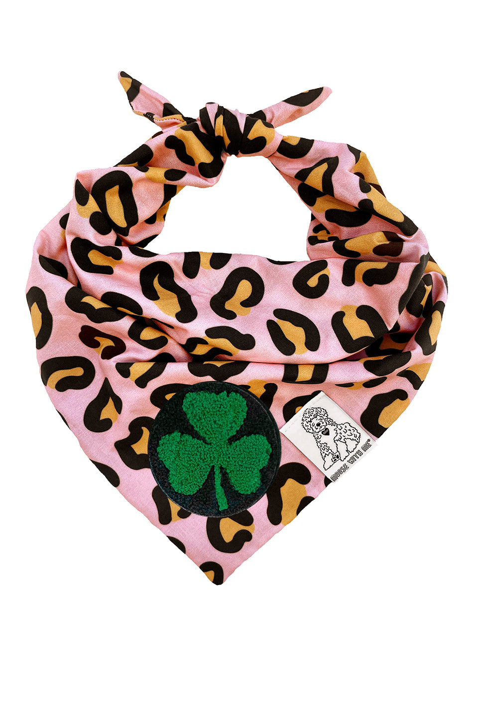Dog Bandana Leopard Print - Pink - Customize by adding Interchangeable Velcro Embroidered Patches