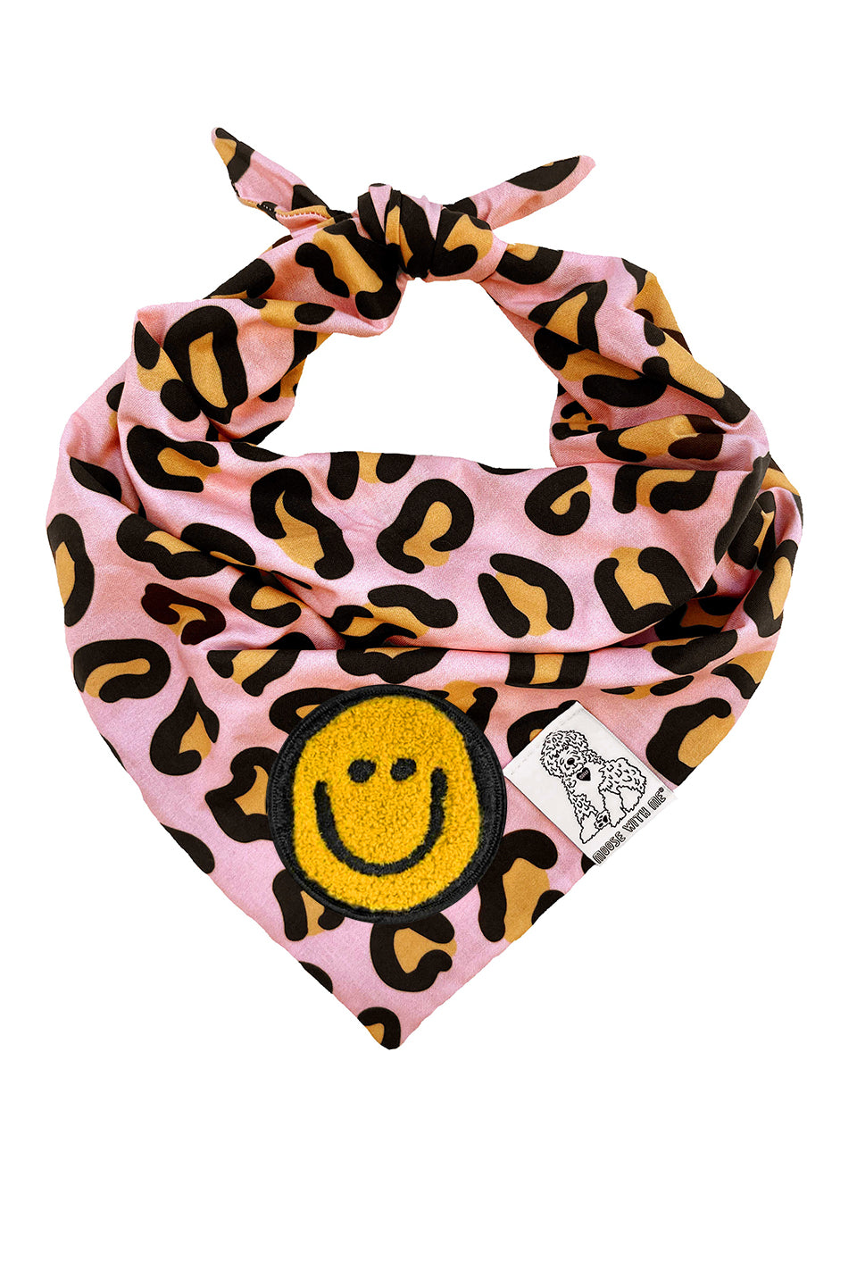 Dog Bandana Leopard Print - Pink - Customize by adding Interchangeable Velcro Embroidered Patches