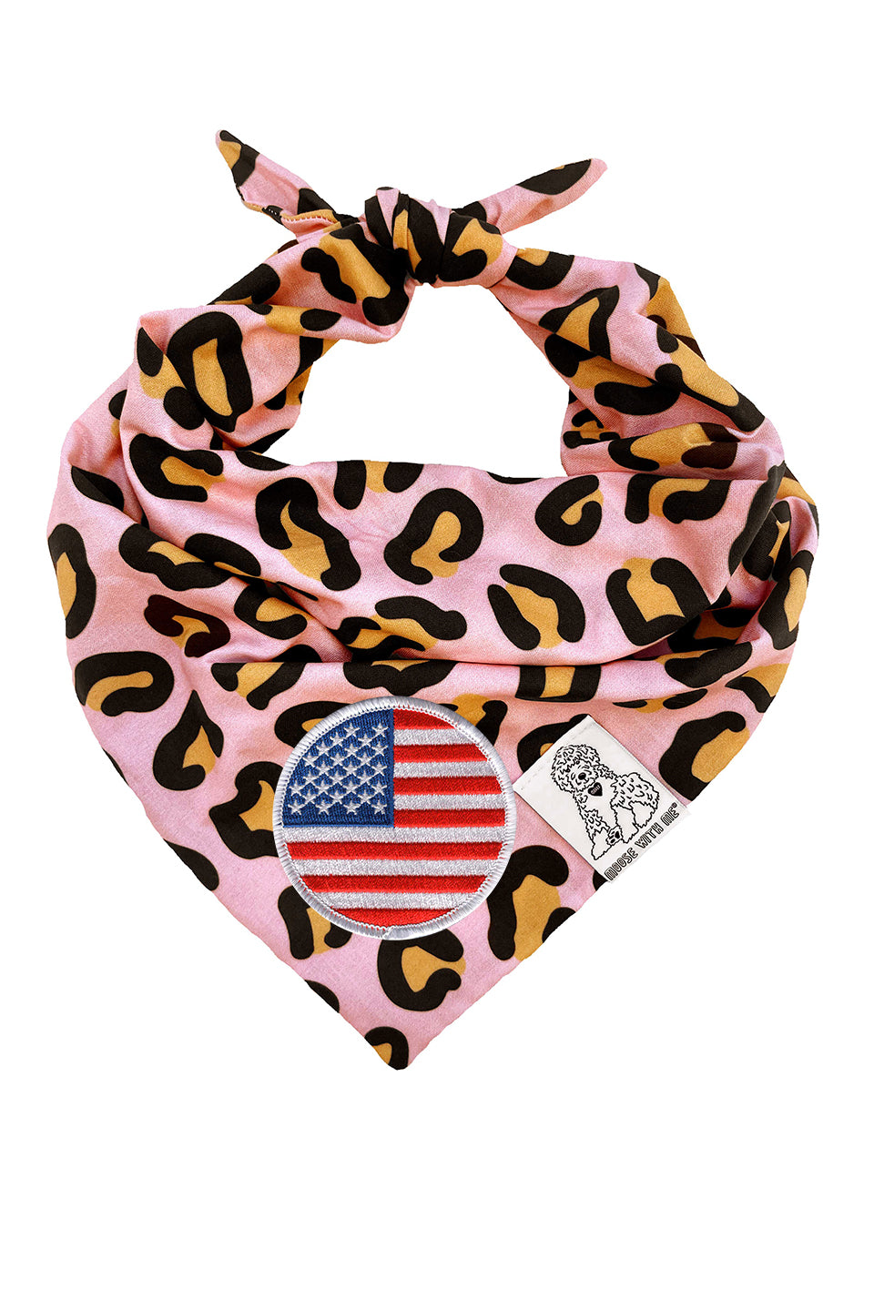 Dog Bandana Leopard Print - Pink - Customize by adding Interchangeable Velcro Embroidered Patches