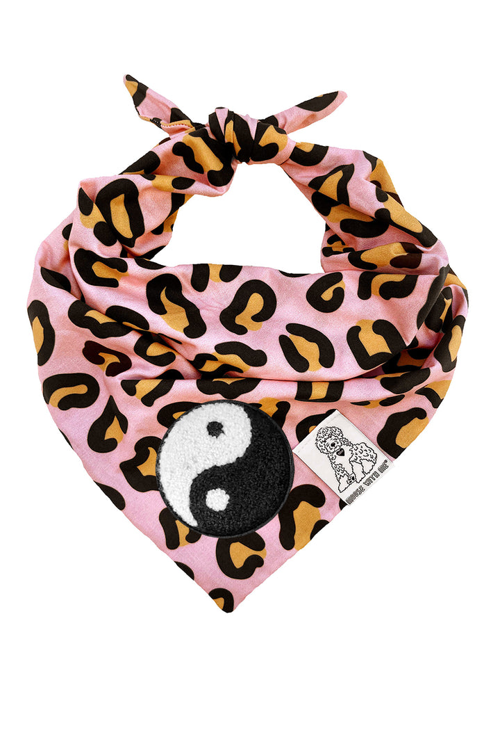 Dog Bandana Leopard Print - Pink - Customize by adding Interchangeable Velcro Embroidered Patches