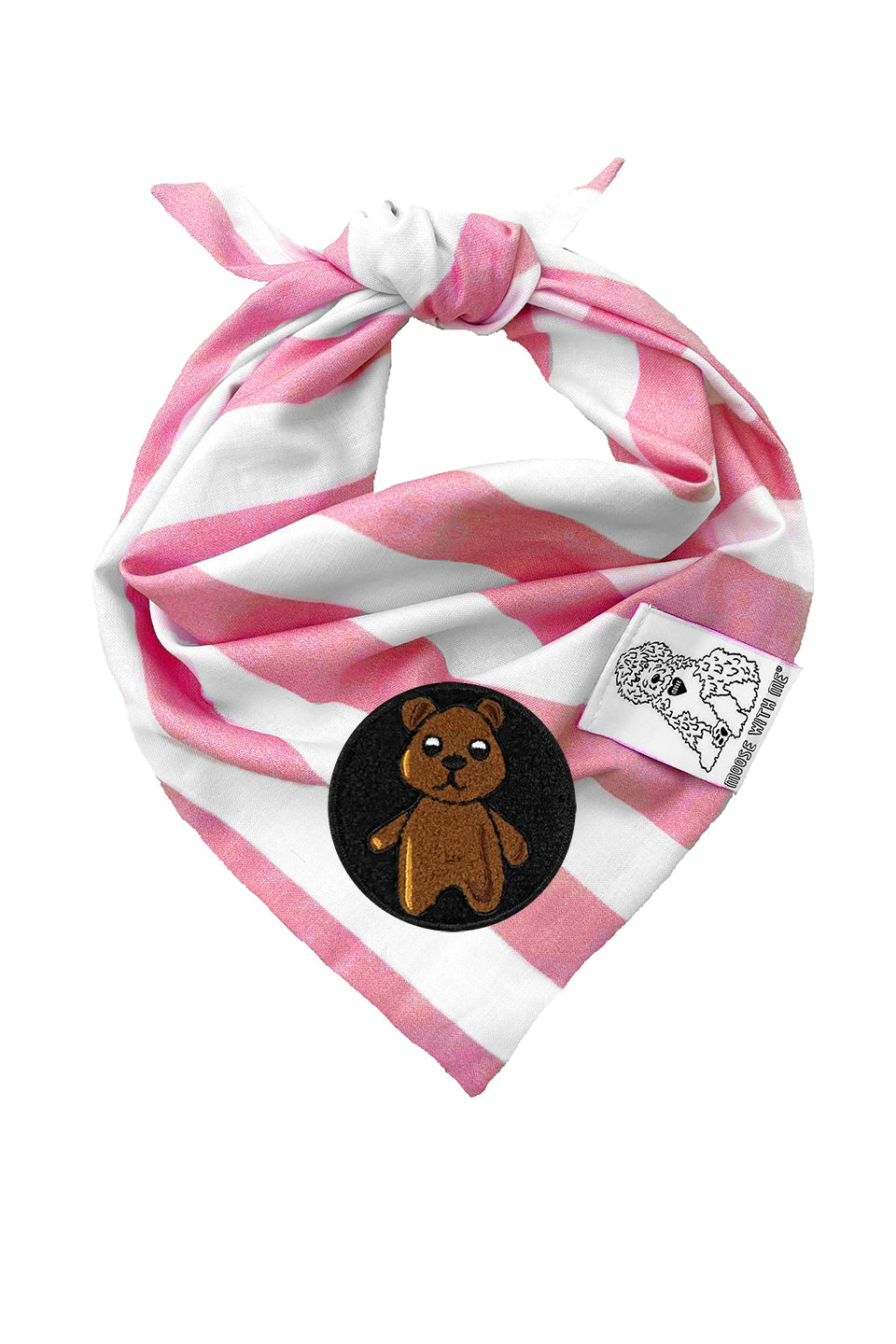 Dog Bandana Stripe - Pink - Customize by adding Interchangeable Velcro Embroidered Patches