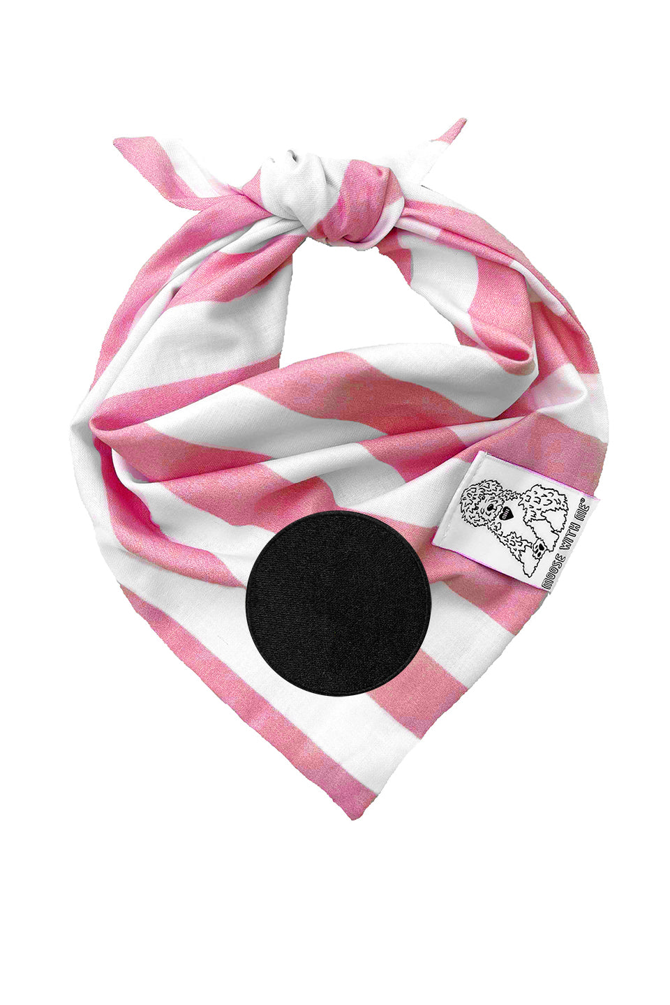 Dog Bandana Stripe - Pink - Customize by adding Interchangeable Velcro Embroidered Patches
