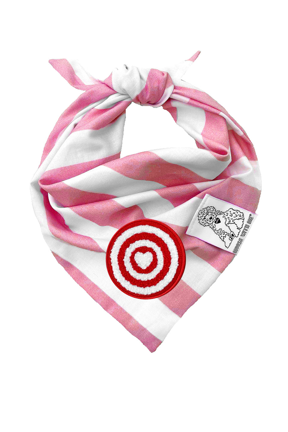 Dog Bandana Stripe - Pink - Customize by adding Interchangeable Velcro Embroidered Patches