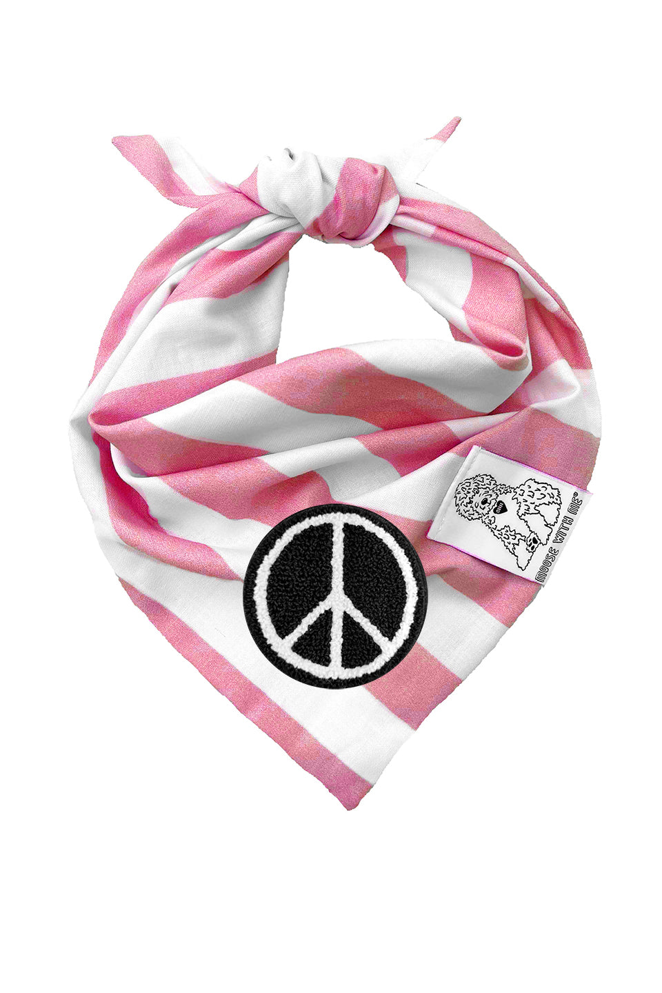 Dog Bandana Stripe - Pink - Customize by adding Interchangeable Velcro Embroidered Patches