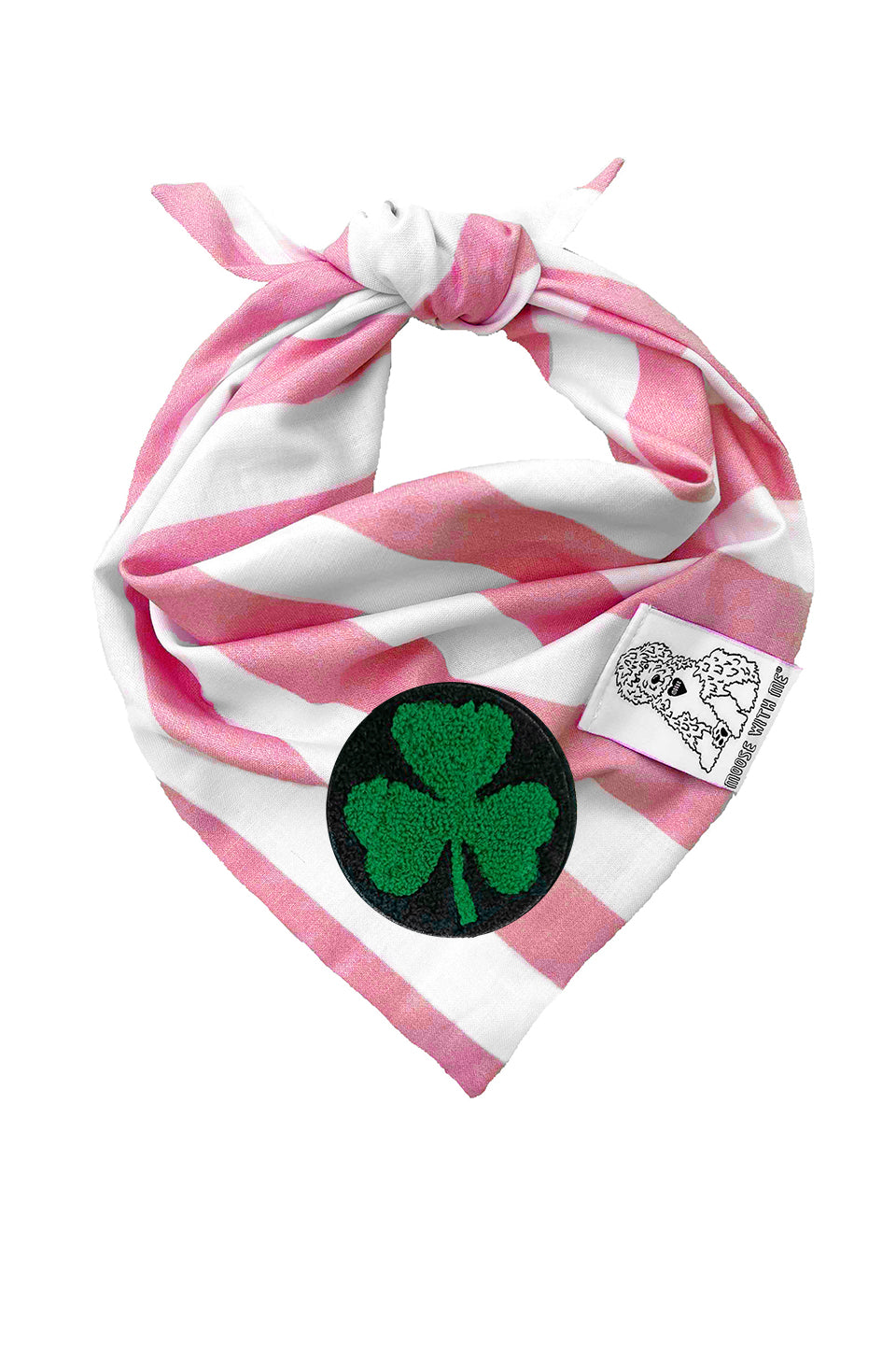 Dog Bandana Stripe - Pink - Customize by adding Interchangeable Velcro Embroidered Patches