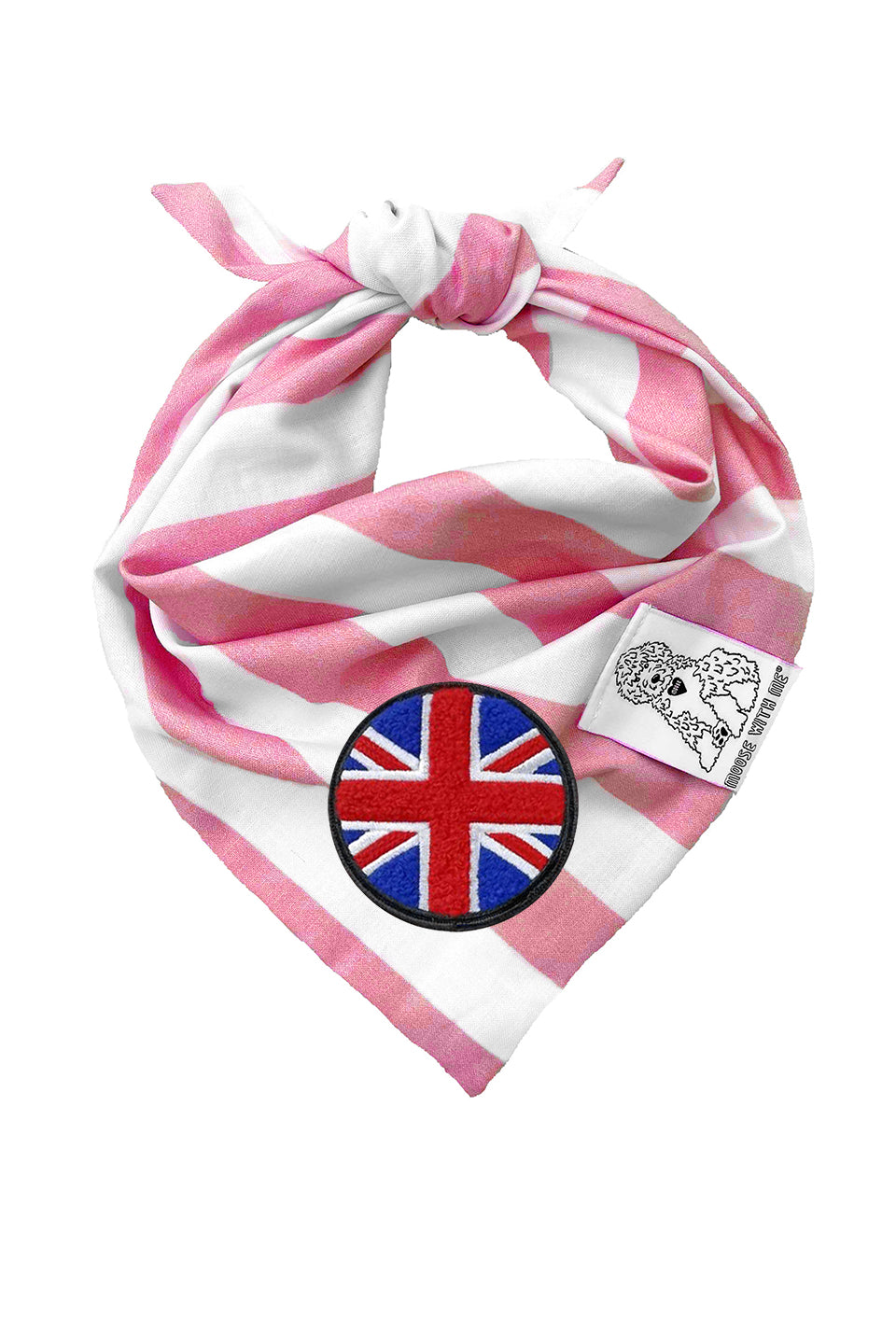 Dog Bandana Stripe - Pink - Customize by adding Interchangeable Velcro Embroidered Patches