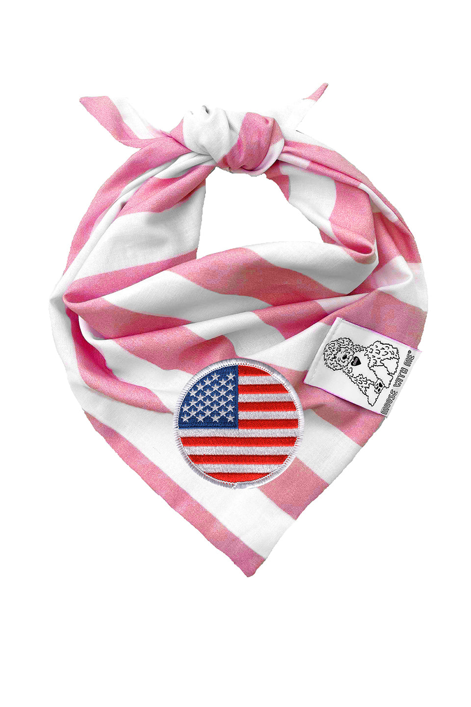 Dog Bandana Stripe - Pink - Customize by adding Interchangeable Velcro Embroidered Patches