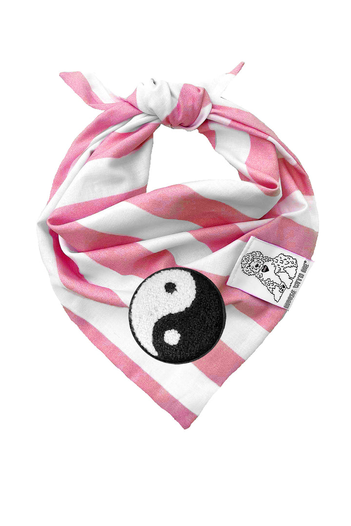 Dog Bandana Stripe - Pink - Customize by adding Interchangeable Velcro Embroidered Patches