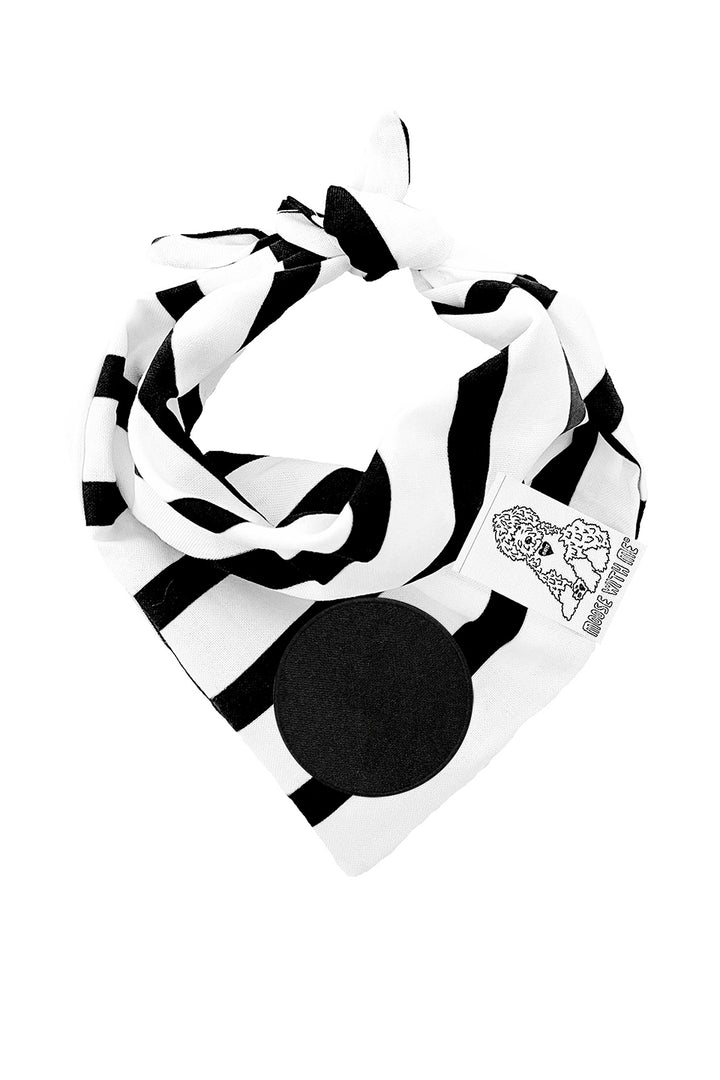 Dog Bandana Pinstripes - Black - Customize by adding Interchangeable Velcro Embroidered Patches