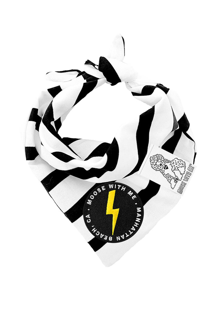 Dog Bandana Pinstripes - Black - Customize by adding Interchangeable Velcro Embroidered Patches