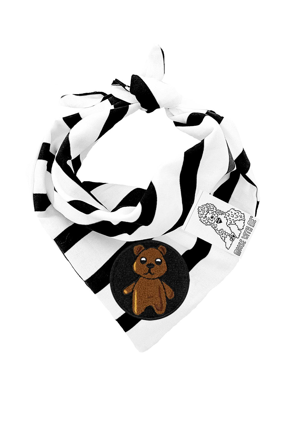 Dog Bandana Pinstripes - Black - Customize by adding Interchangeable Velcro Embroidered Patches