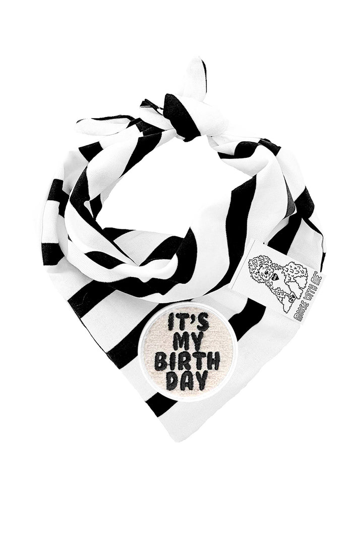 Dog Bandana Pinstripes - Black - Customize by adding Interchangeable Velcro Embroidered Patches