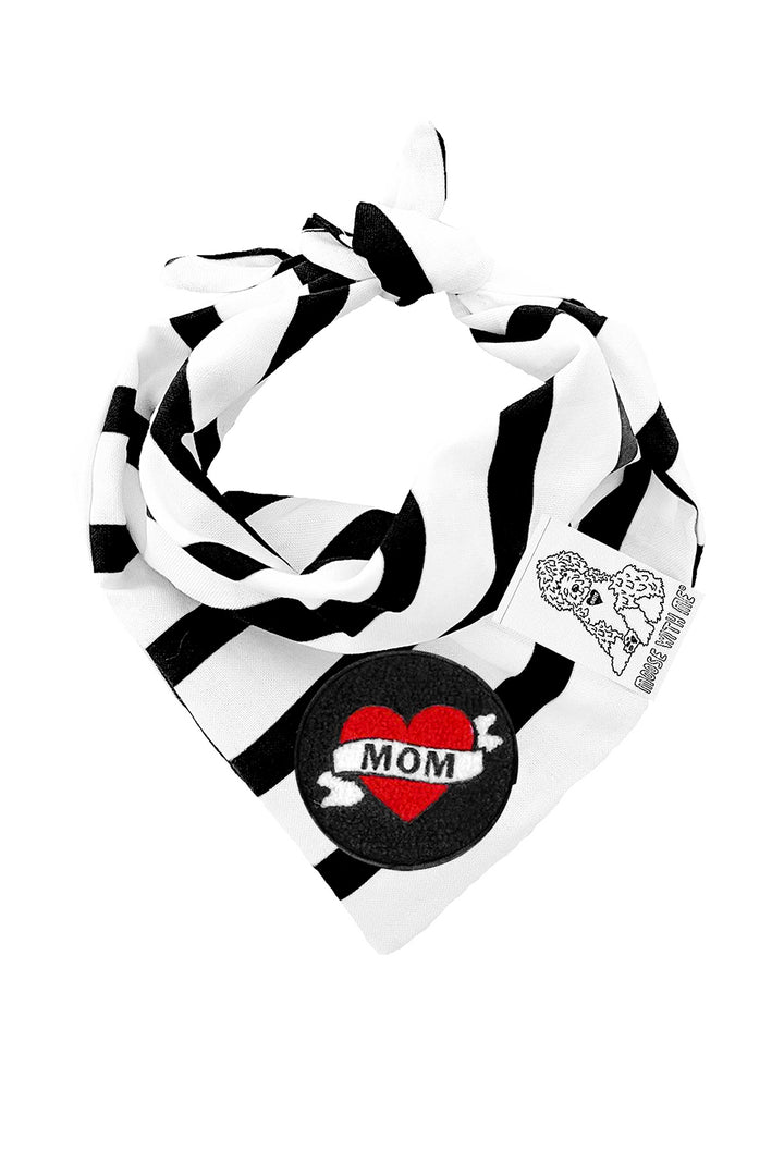 Dog Bandana Pinstripes - Black - Customize by adding Interchangeable Velcro Embroidered Patches