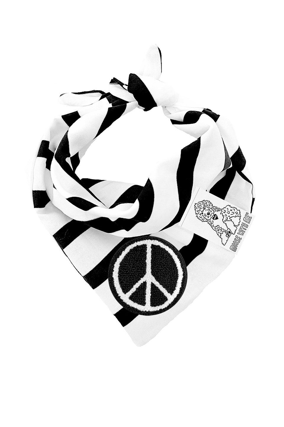 Dog Bandana Pinstripes - Black - Customize by adding Interchangeable Velcro Embroidered Patches