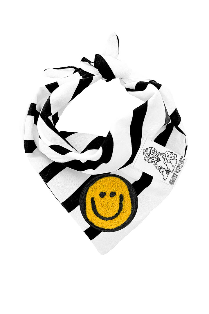 Dog Bandana Pinstripes - Black - Customize by adding Interchangeable Velcro Embroidered Patches