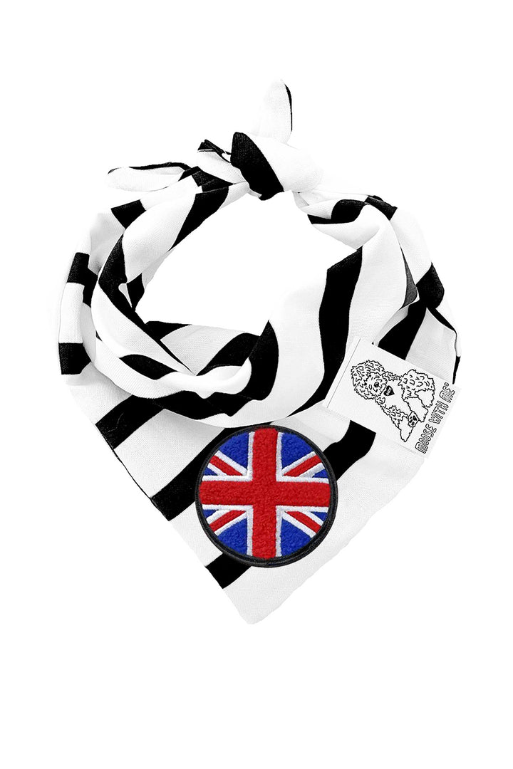 Dog Bandana Pinstripes - Black - Customize by adding Interchangeable Velcro Embroidered Patches