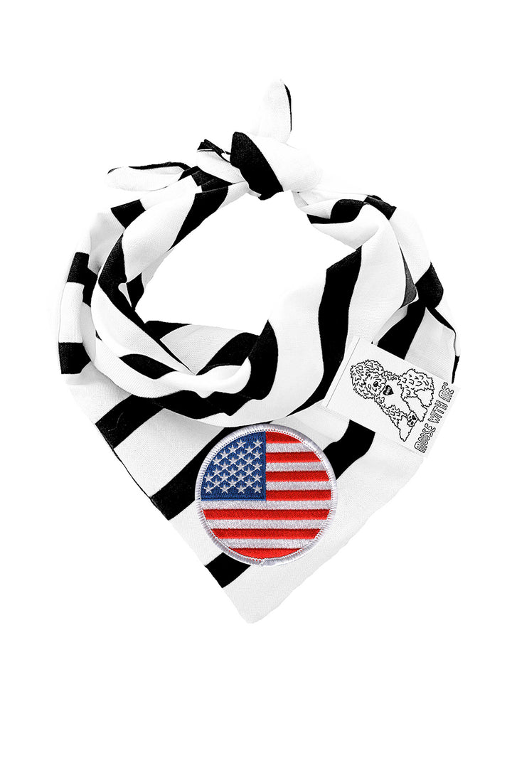 Dog Bandana Pinstripes - Black - Customize by adding Interchangeable Velcro Embroidered Patches