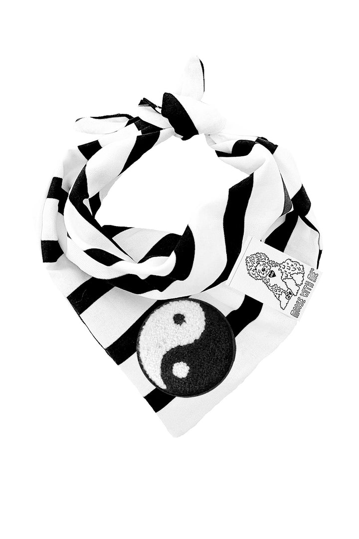 Dog Bandana Pinstripes - Black - Customize by adding Interchangeable Velcro Embroidered Patches