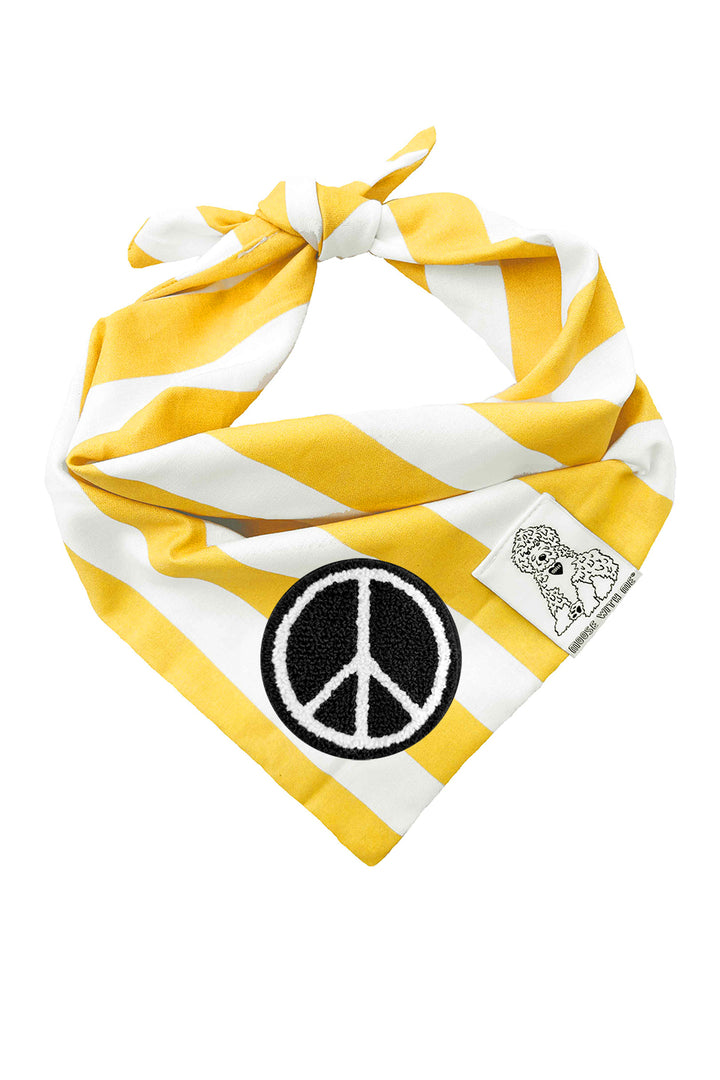 Dog Bandana Stripe - Yellow - Customize by adding Interchangeable Velcro Embroidered Patches