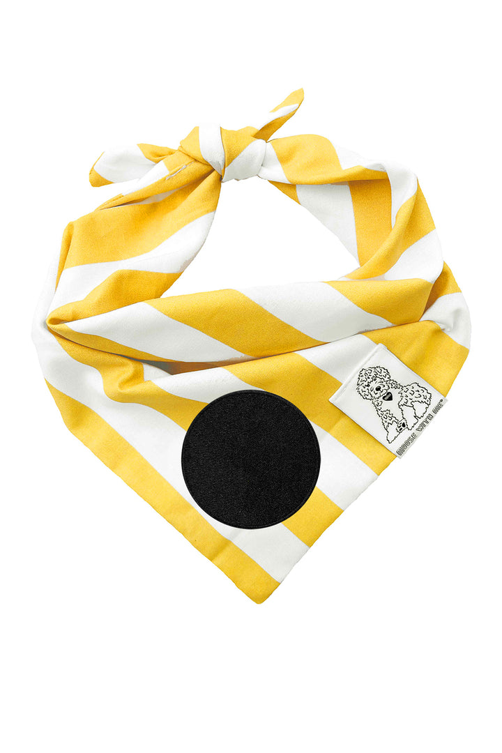 Dog Bandana Stripe - Yellow - Customize by adding Interchangeable Velcro Embroidered Patches